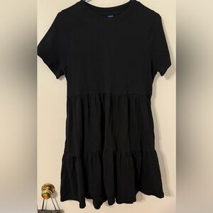 Black tiered 100% cotton T-shirt dress
